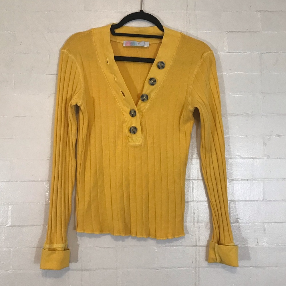 FP Beach Marigold Yellow Henley M 🏖 ☀️ 🌴